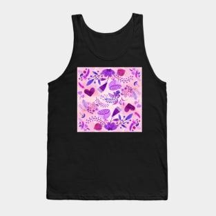 Floral Watercolor 3  |  Flowers and Hearts Tank Top